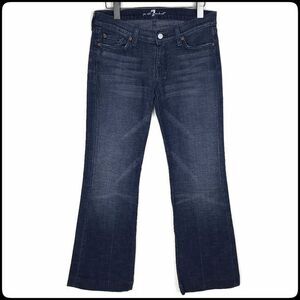 7 For All Mankind DOJO 7 Embroidered Med Wash Mid Rise Wide Leg Jeans Size: 29